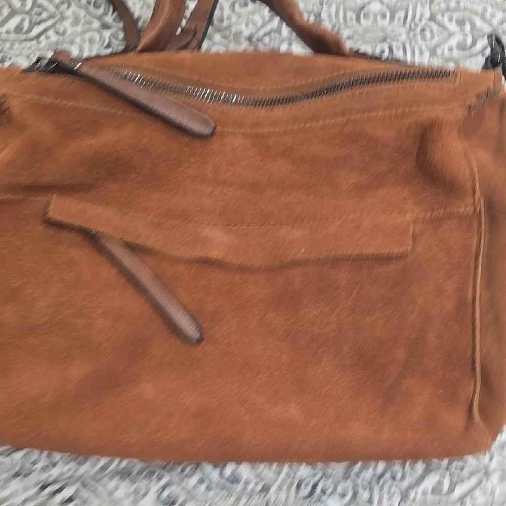 Moda Luxe Brown Suede Women's Bag Can Be Crossbody Or Handbag - Picture 6 of 12